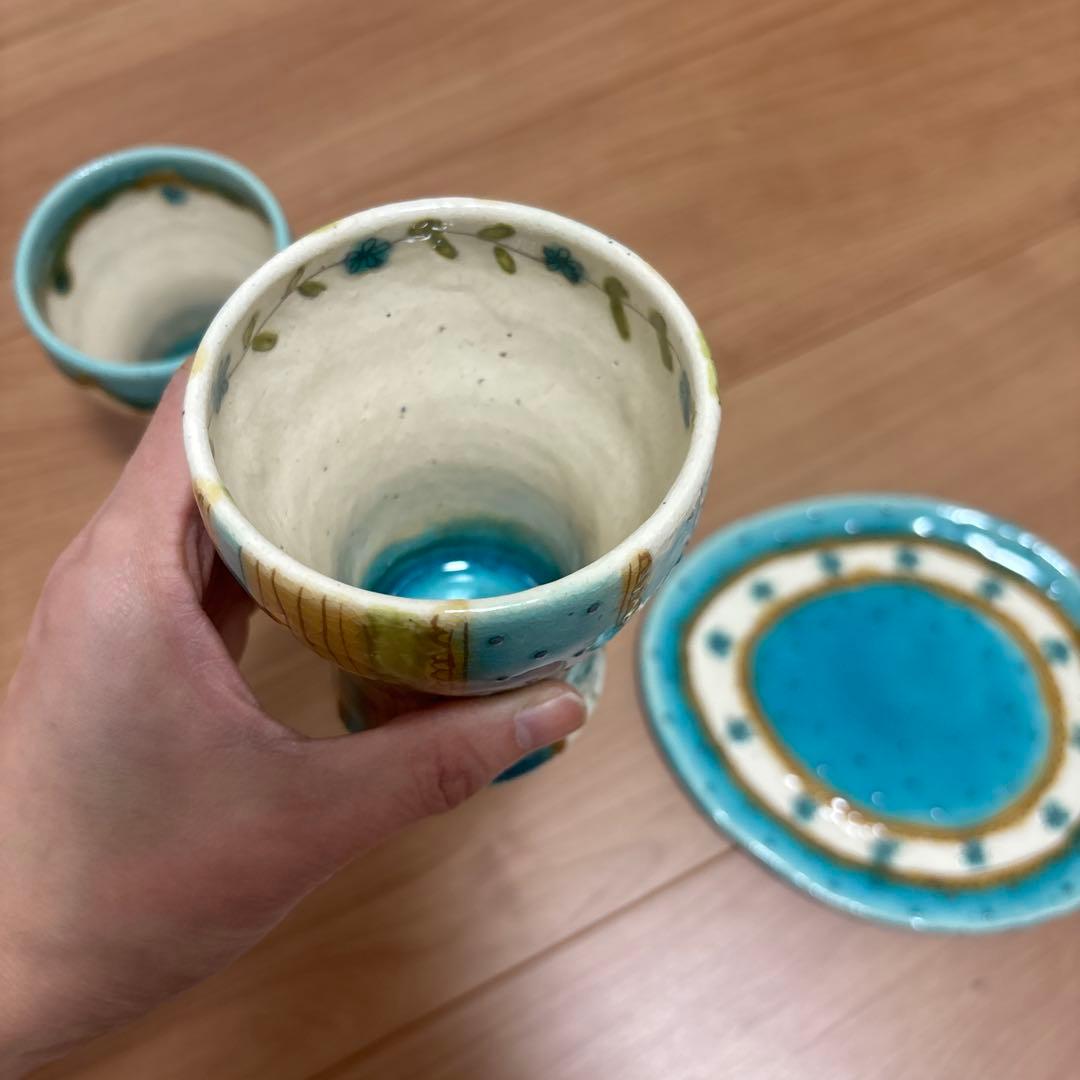 ハンドメイド作家陶器 カップと皿の4点セット