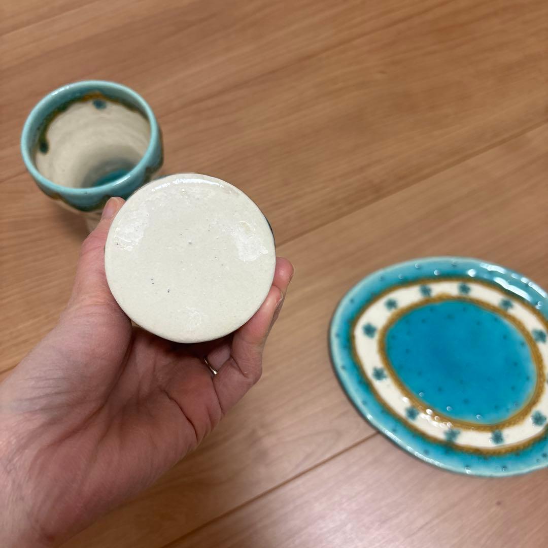 ハンドメイド作家陶器 カップと皿の4点セット