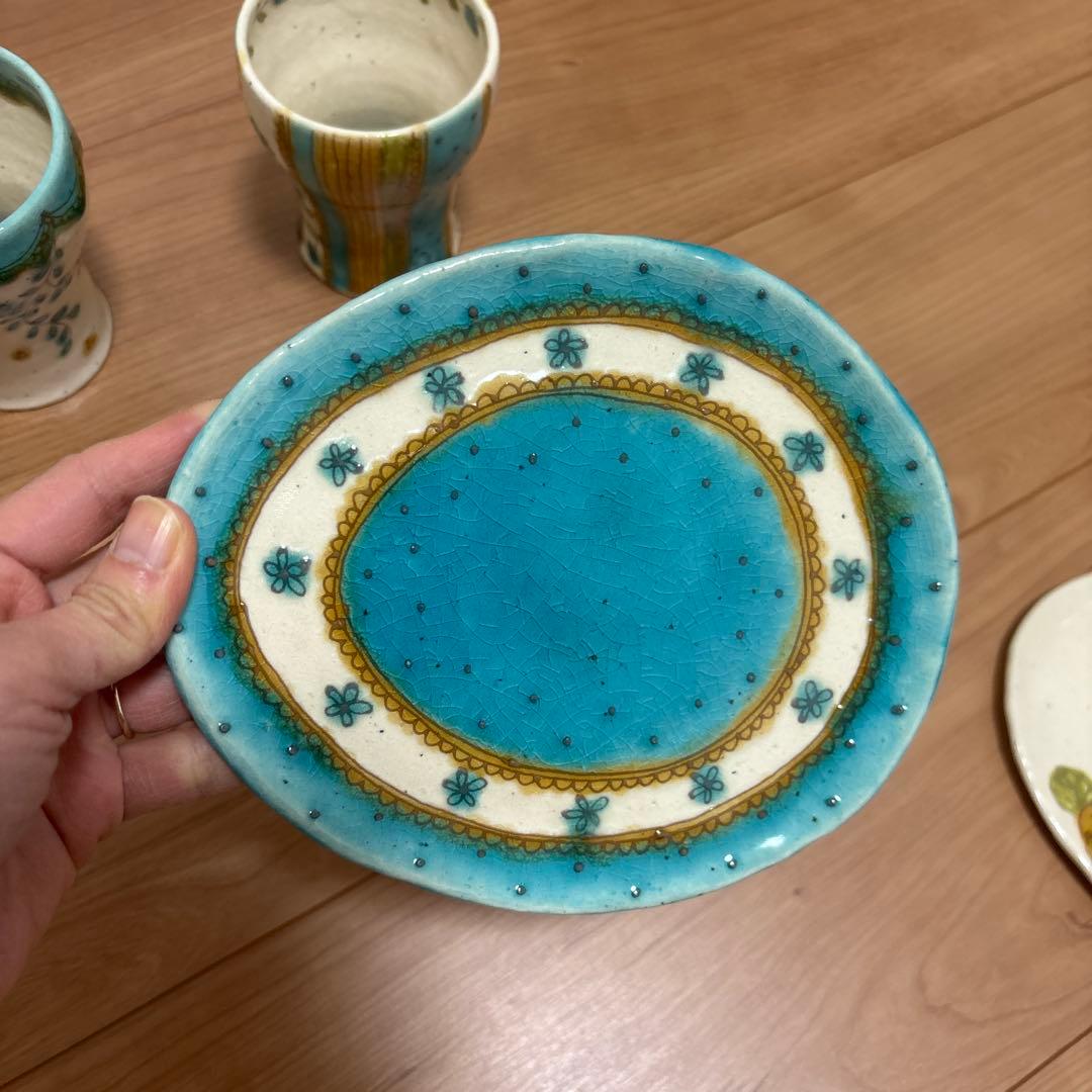 ハンドメイド作家陶器 カップと皿の4点セット