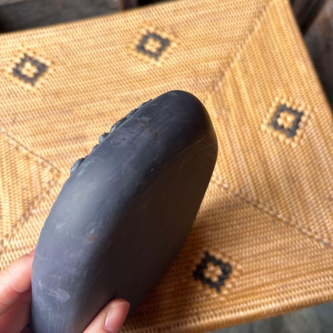 金魚？ 鯉？彫刻デザイン 木製硯箱 楕円形