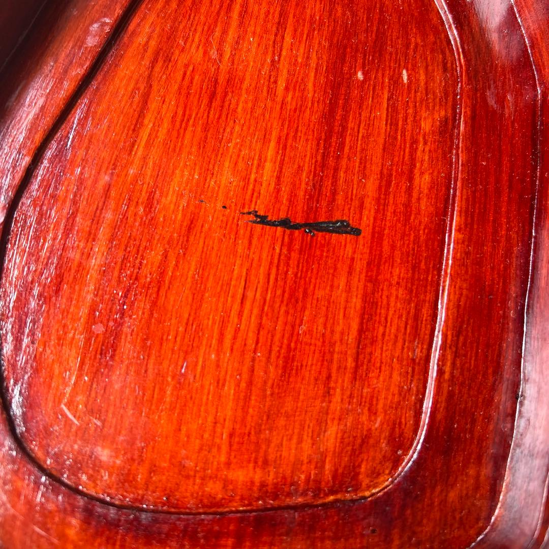 金魚？ 鯉？彫刻デザイン 木製硯箱 楕円形