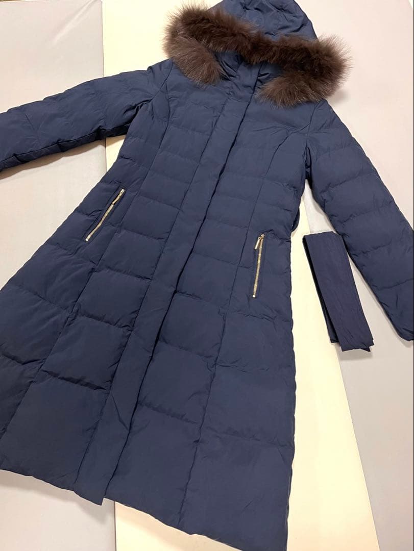 PROPORTION リボンベルト付きロングダウン フォックス Sサイズ