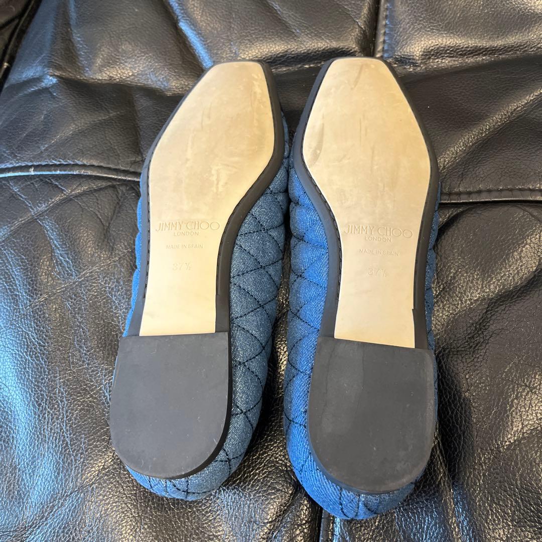 JIMMY CHOO デニム キルティング フラットシューズ　スズキ