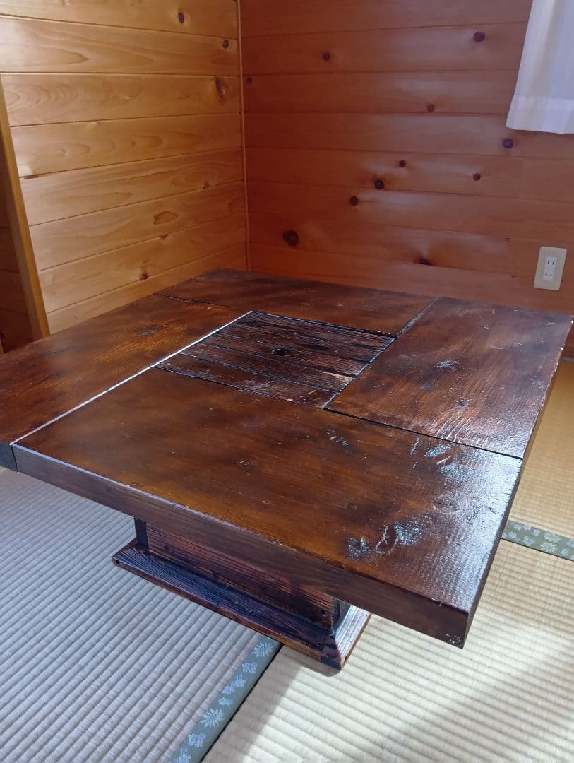【引取限定】囲炉裏付き木製座卓と付属品　茨城南部より