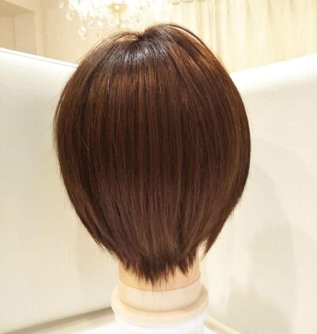 レミー人毛100%ウィッグ横流し前髪❣️宇多田ヒカル✨艶髪！前下がり美人ショート