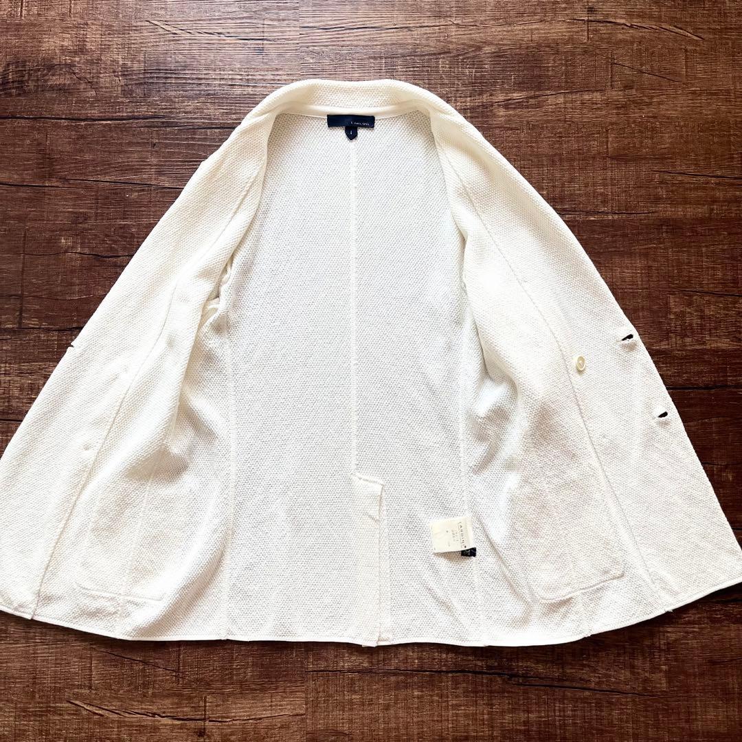 <美品>LARDINI ホワイト コットン ダブル ジャケット サイズM相当