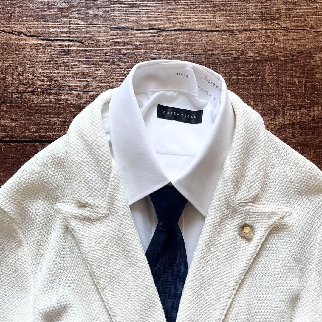 <美品>LARDINI ホワイト コットン ダブル ジャケット サイズM相当