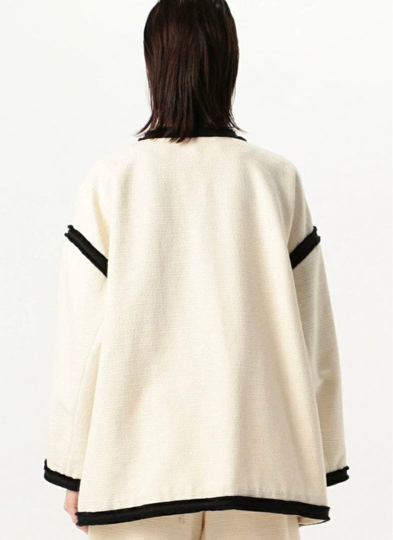 DES PRES コットンナイロンツイード ノーカラーショートコート