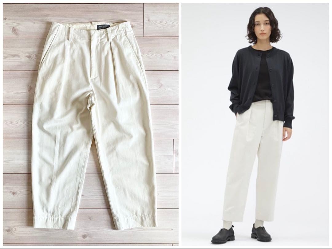 2024AW マーガレットハウエル オーガニックコットンツイル タックパンツ Ⅱ