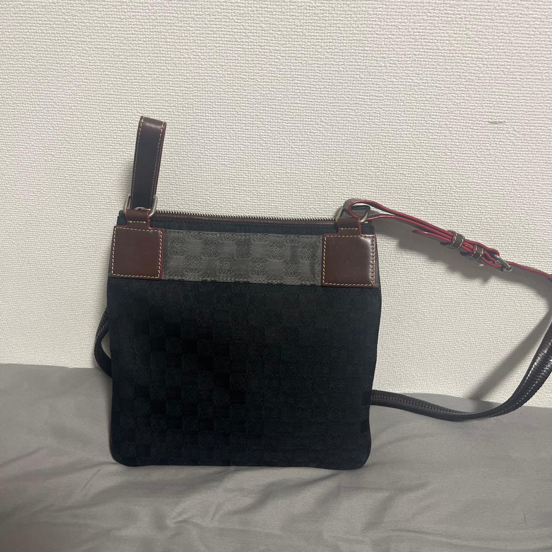 ブラック チェック柄 バッグ　LOEWE