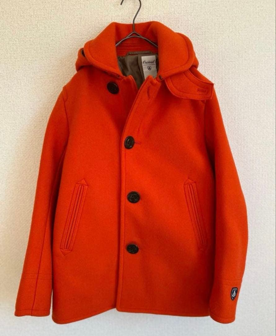 【試着のみ】ORCIVAL オーシバルフード付きオレンジウールコート