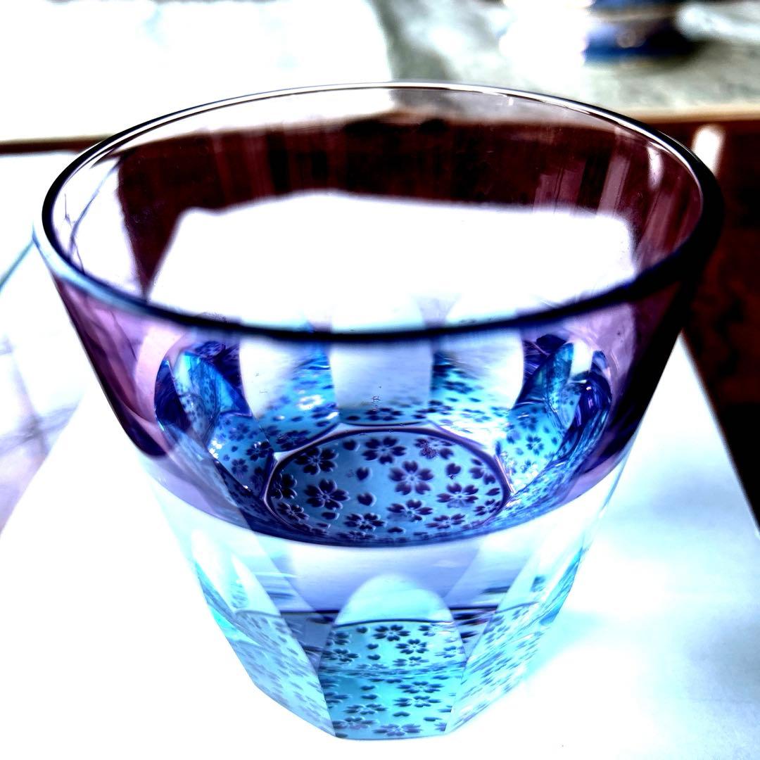 伝統工芸桜、江戸切子グラス