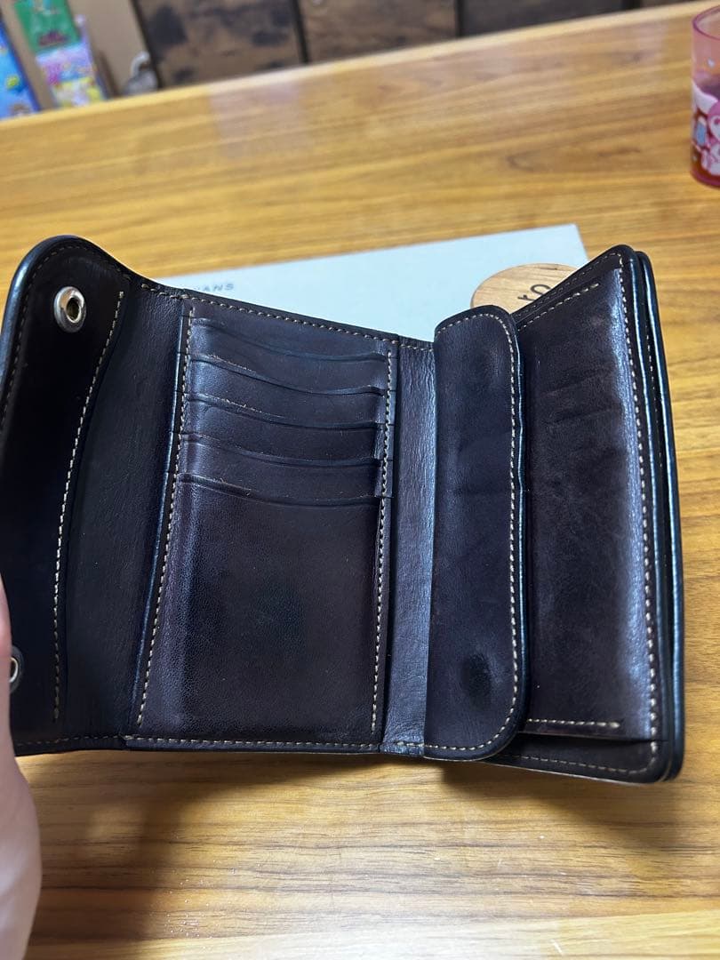 WILD SWANS ダークバーガンディー シェルコードバン 三つ折り財布