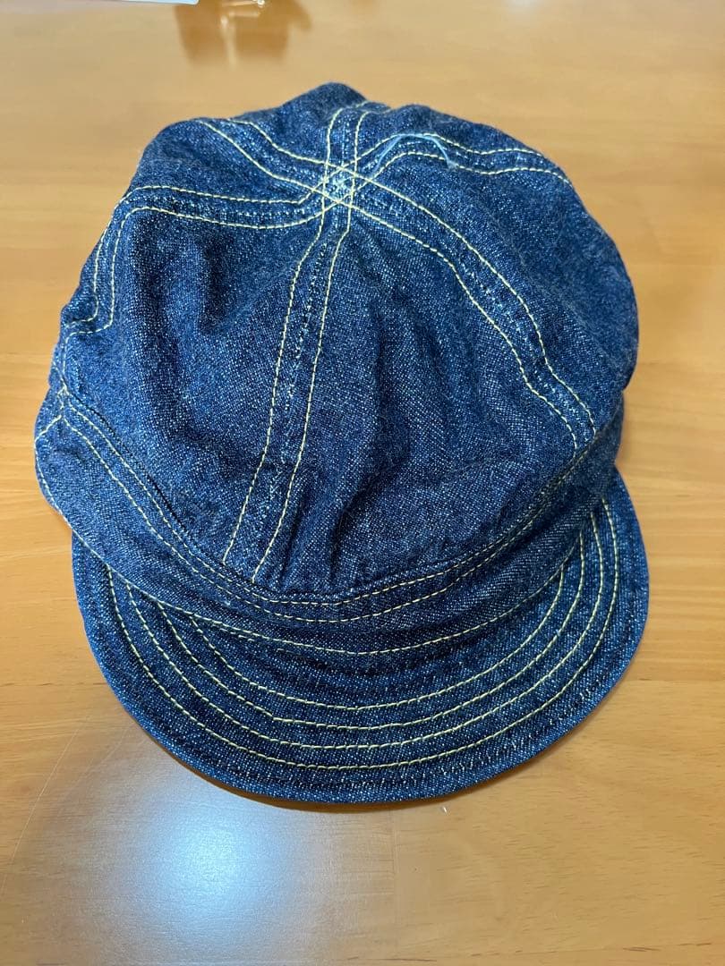 デニムキャスケット帽子 ワンピースオブロック　大戦生地