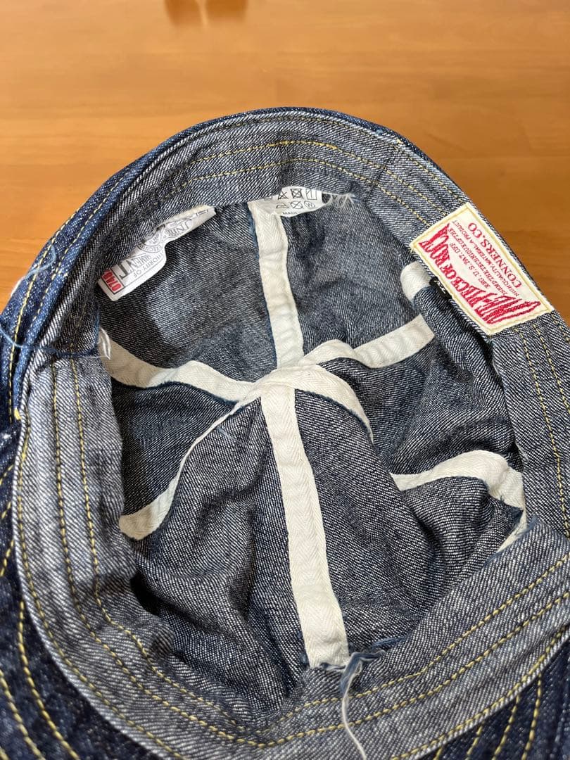 デニムキャスケット帽子 ワンピースオブロック　大戦生地