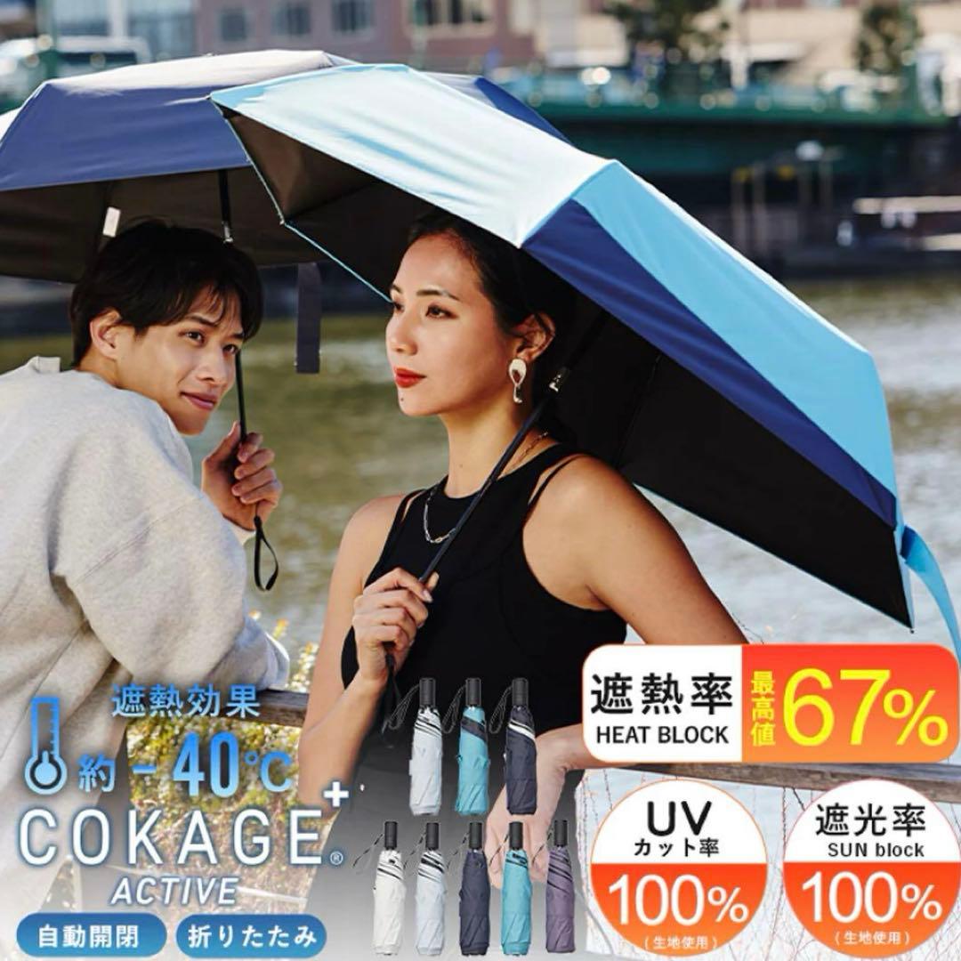 COKAGE+ACTIVE 折りたたみ日傘 自動開閉55cm パウダーブルー