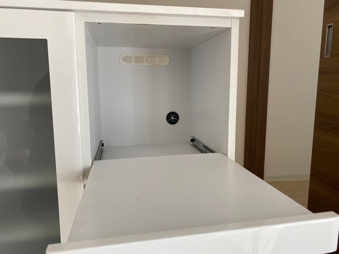 ホワイト ガラス扉付きレンジ台