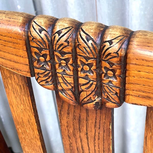 送料別　アンティーク　ダイニングチェア4脚セット　オーク材　ファブリック