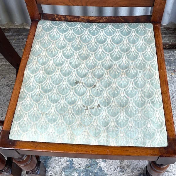 送料別　アンティーク　ダイニングチェア4脚セット　オーク材　ファブリック