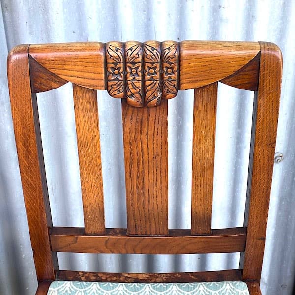 送料別　アンティーク　ダイニングチェア4脚セット　オーク材　ファブリック