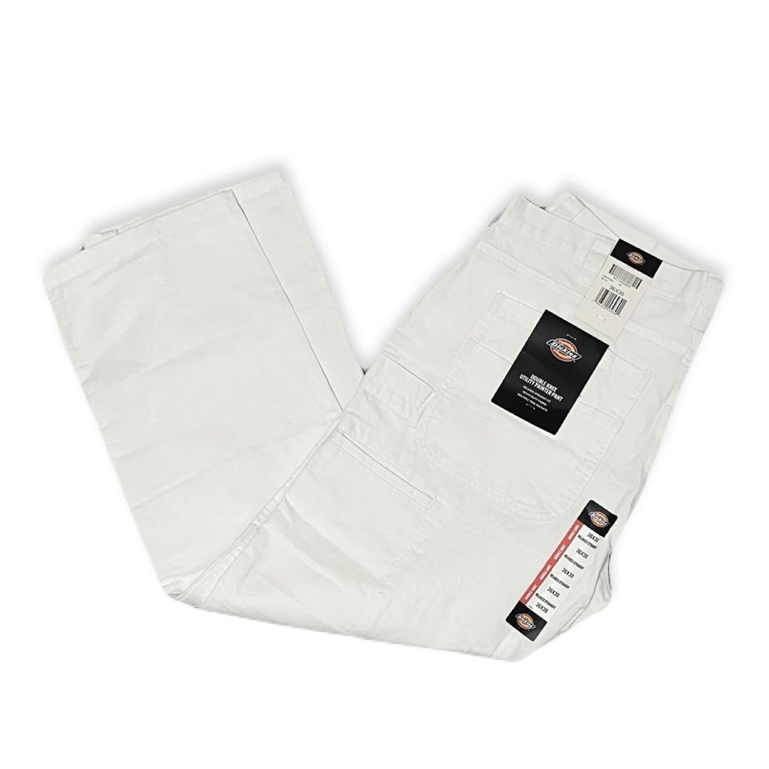 新品36x30 ホワイト DICKIES ダブルニー ペインター パンツ