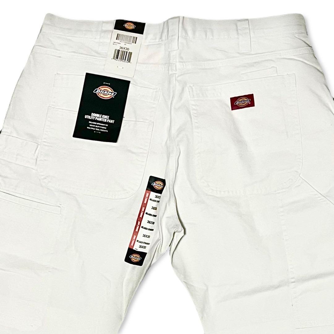 新品36x30 ホワイト DICKIES ダブルニー ペインター パンツ