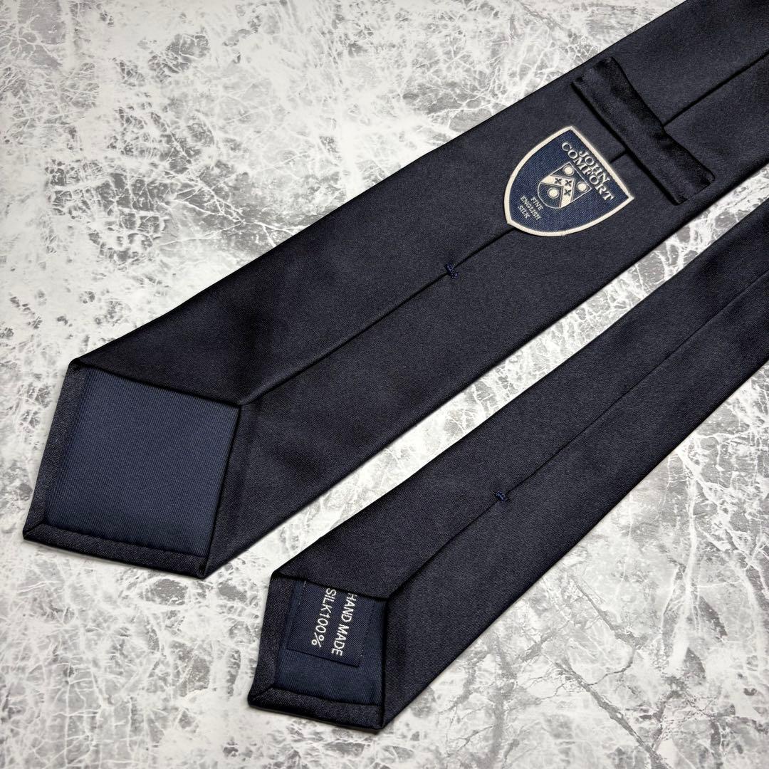 ✨未使用級✨ JOHN COMFORT 無地 ハンドメイド ネイビー ネクタイ