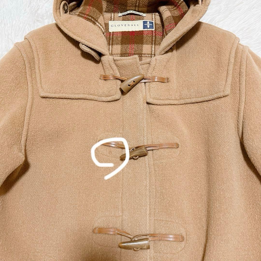 グローバーオール ダッフルコート 英国製 チェック ウール ベージュ US40