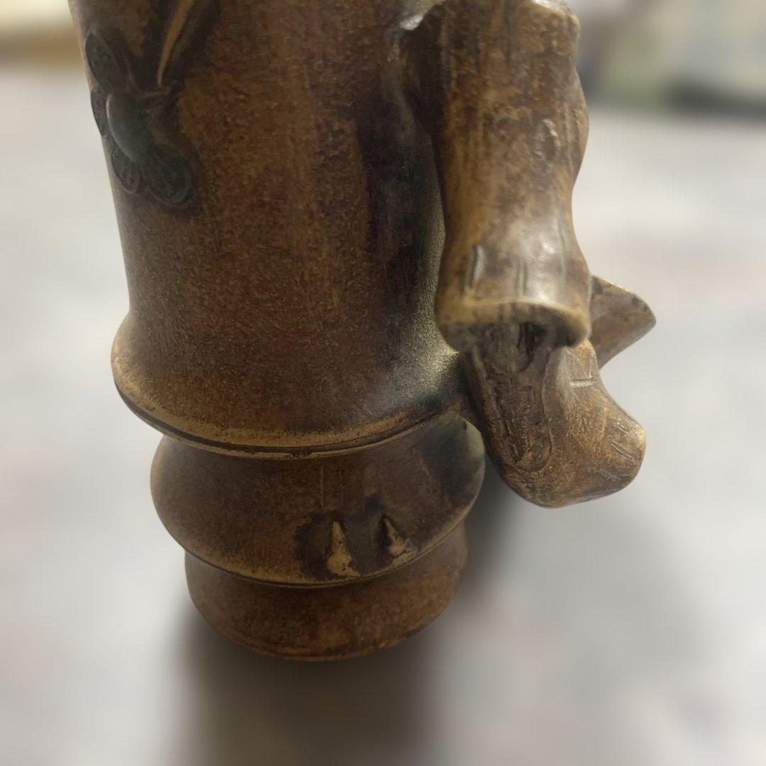 花瓶　置物　中国美術　竹形朱泥　紫砂　アンティーク