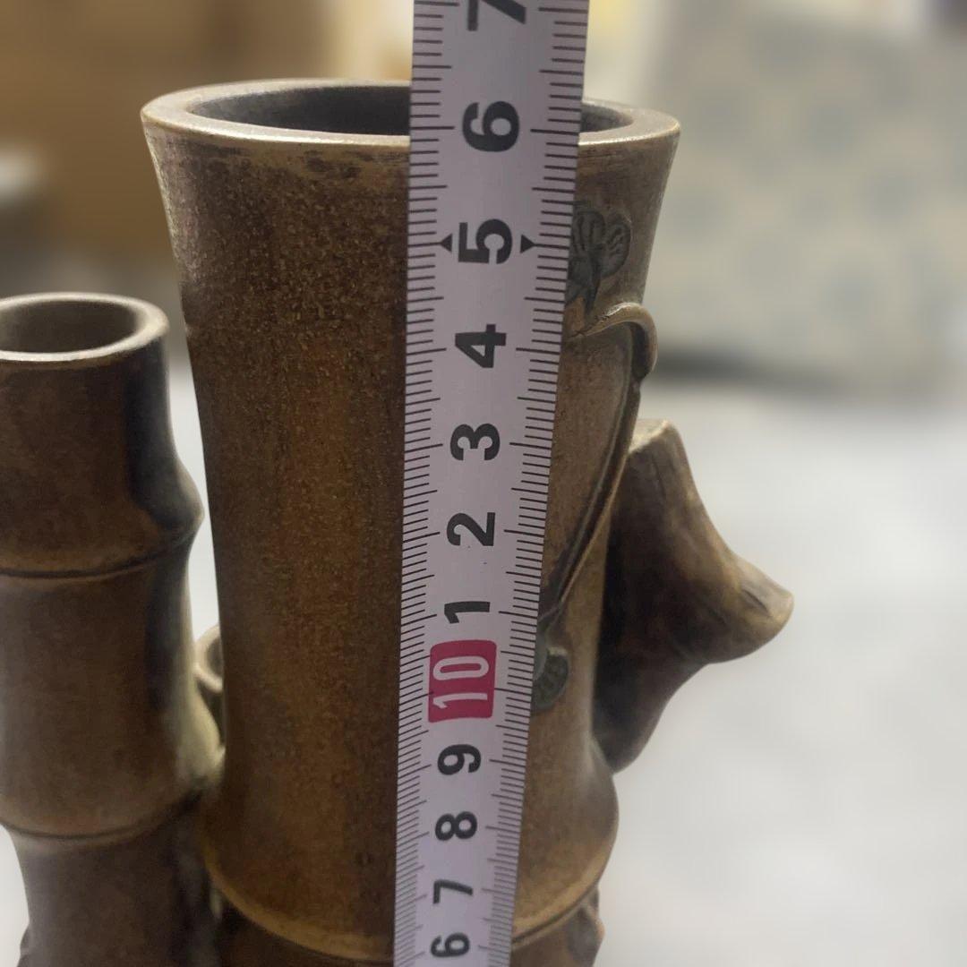 花瓶　置物　中国美術　竹形朱泥　紫砂　アンティーク