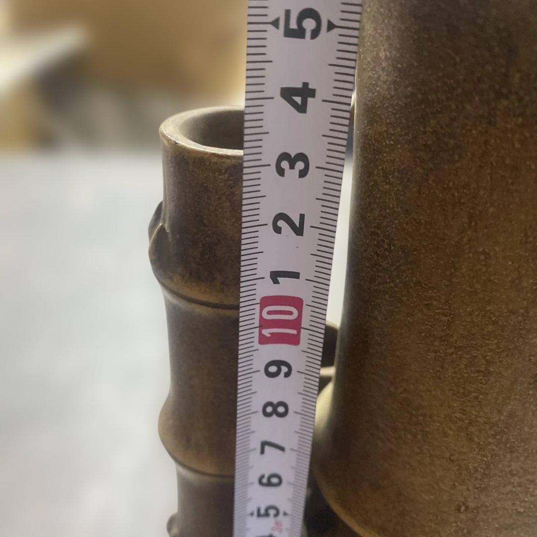 花瓶　置物　中国美術　竹形朱泥　紫砂　アンティーク