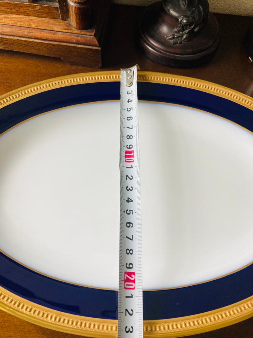 大倉陶園　瑠璃　エンボス　金蝕　クラウン 皿　オーバルプレート　1枚　約36cm