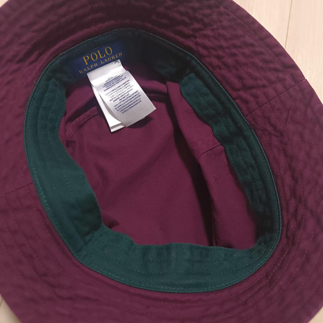 完売品 ラルフローレン バケットハット L/XL クレスト ワインレッド
