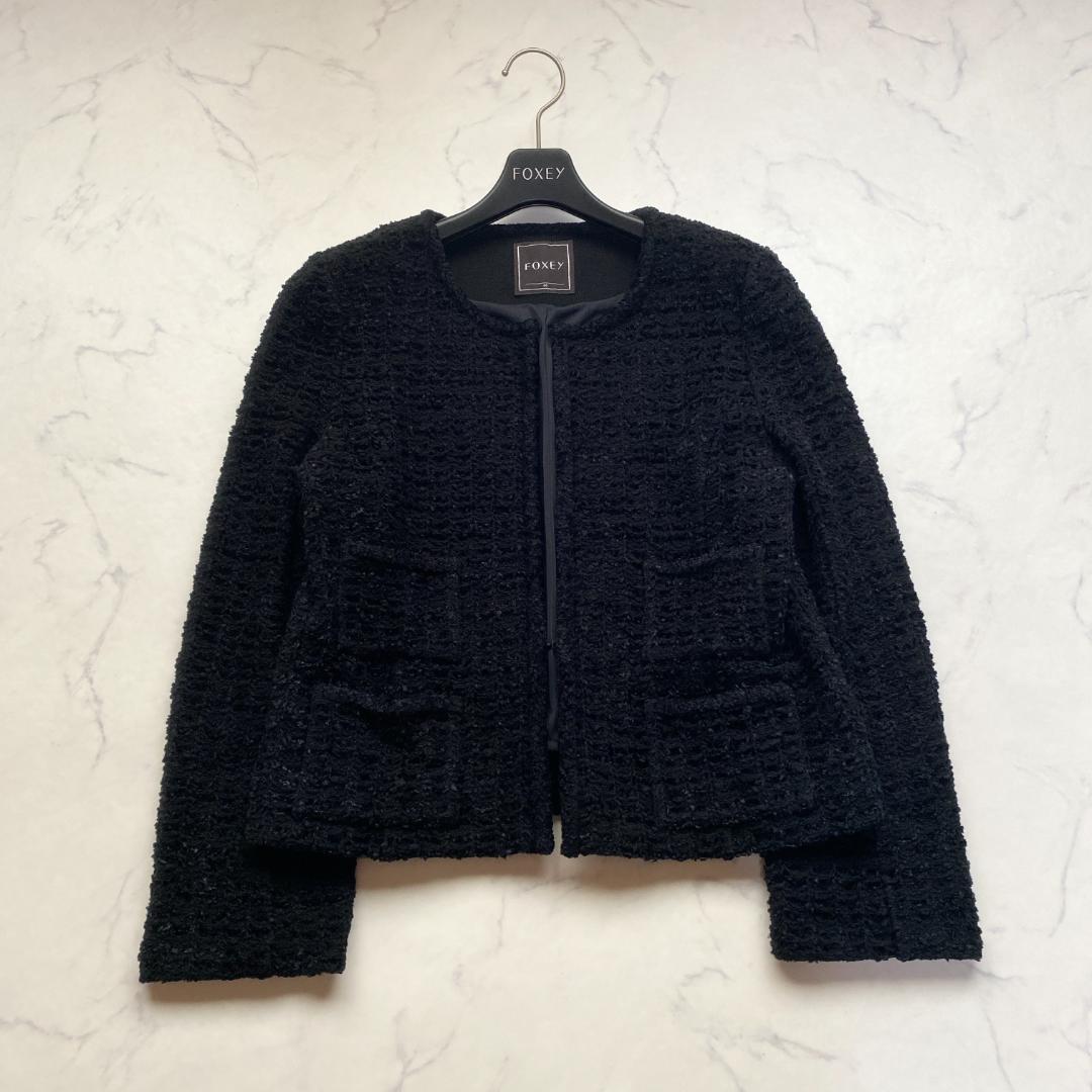 美品✨フォクシー クチュールニット ノーカラージャケット 40 4ポケット