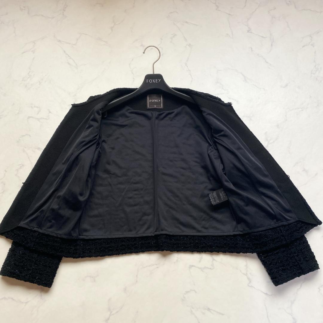 美品✨フォクシー クチュールニット ノーカラージャケット 40 4ポケット