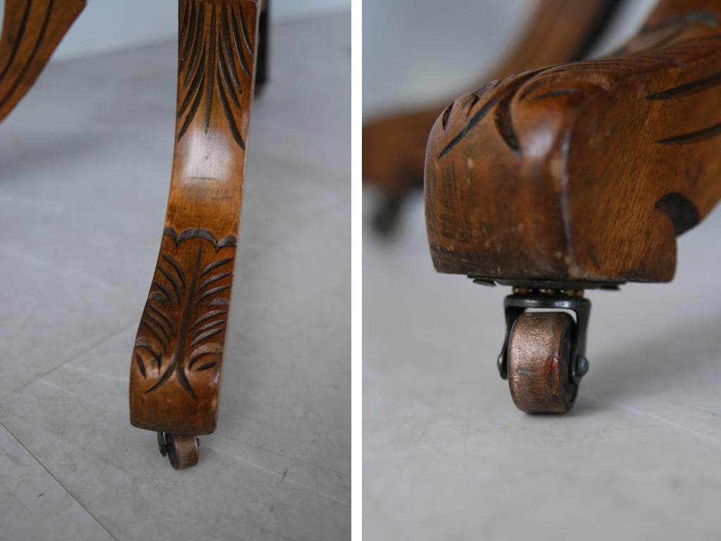 英国アンティーク木製オーバルテーブル/サイドテーブル机/飾り棚(91-64)