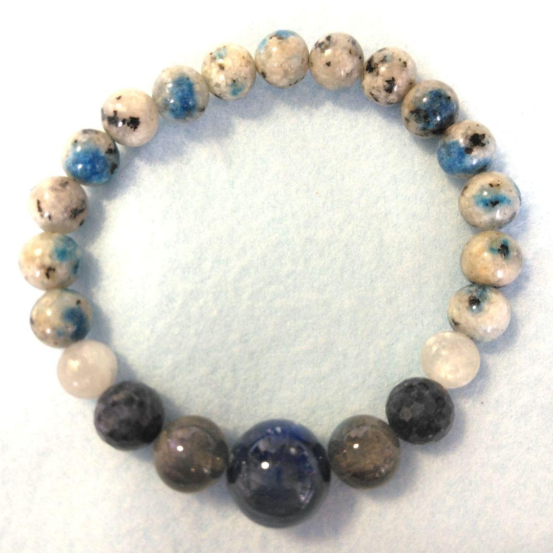 宇宙と繋がり霊性を高め幸運を得る✩.*カイヤナイト＆K2アズライト ブレス