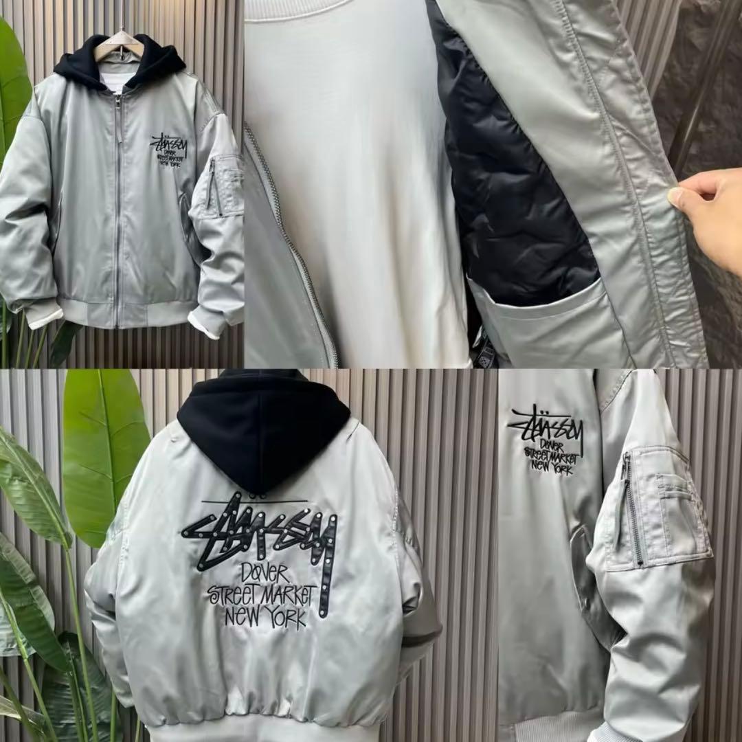 フード付き MA-1ジャケット シルバー 極寒