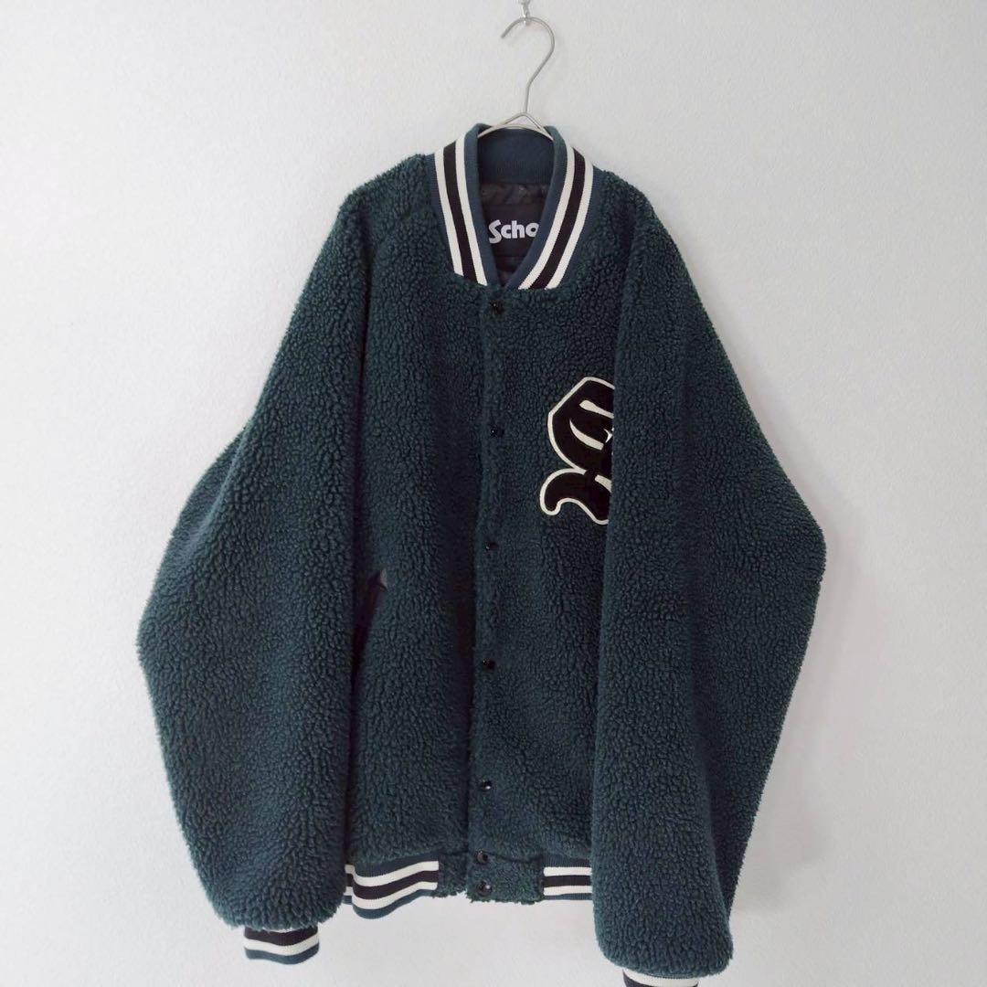 美品 schott ショット スタジャン ジャケット ボア グリーン系カラー