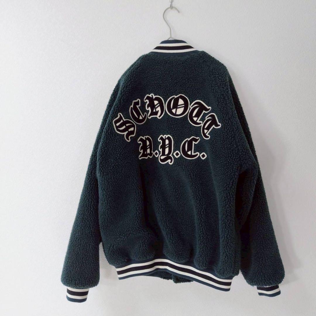 美品 schott ショット スタジャン ジャケット ボア グリーン系カラー