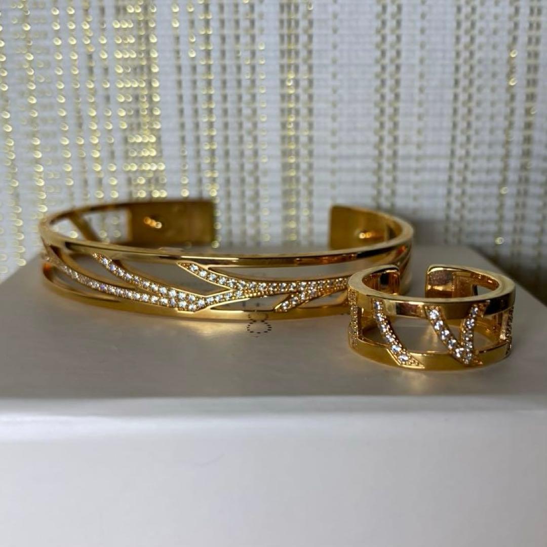 3way使用可能❣️ルジョルジェット　ピンクゴールド　バングル リング セット