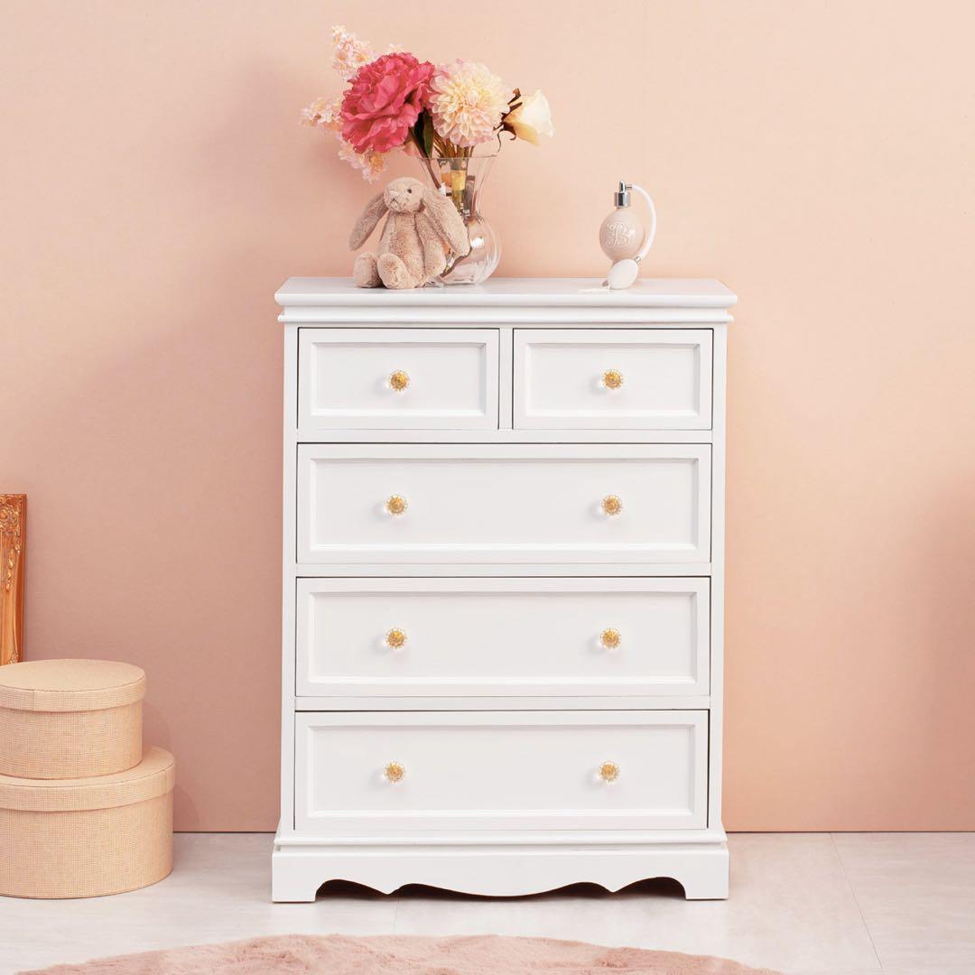 ホワイト 5段チェスト