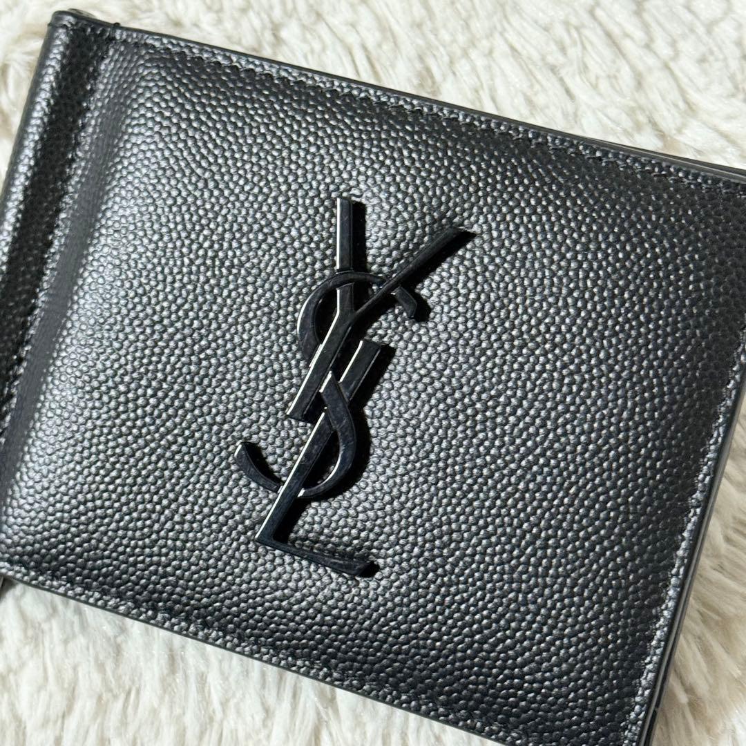 ⭐️新品未使用⭐️　サンローラン　マネークリップ　YSLカサンドラ　二つ折り　黒