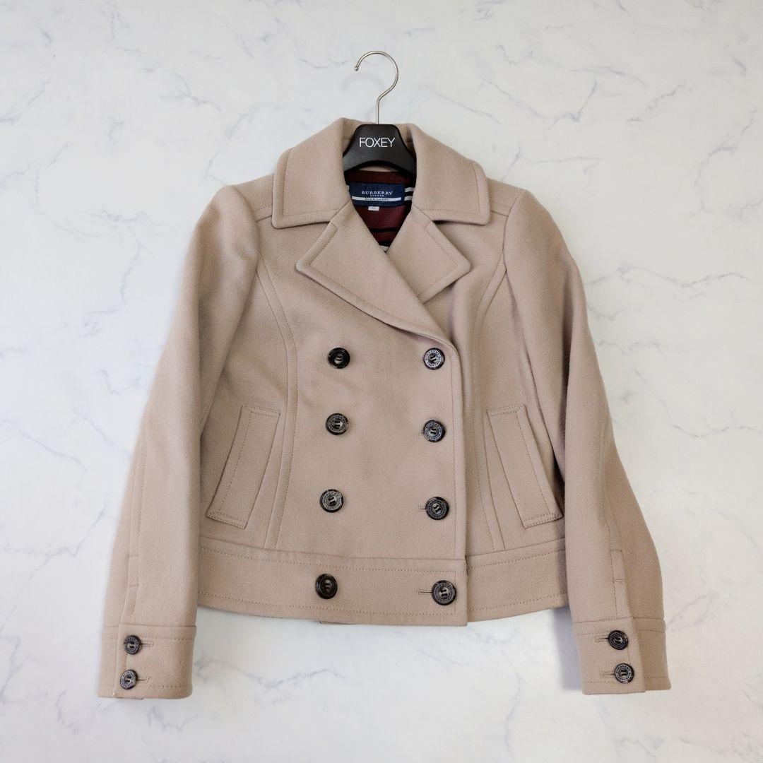 バーバリーブルーレーベル Pコート ウール100% ベージュ 38 M