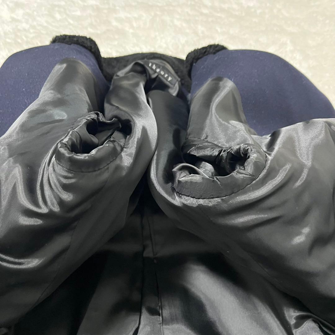 theory セオリー カシミヤ混 ダブルコート ロング マキシ丈 ネイビー