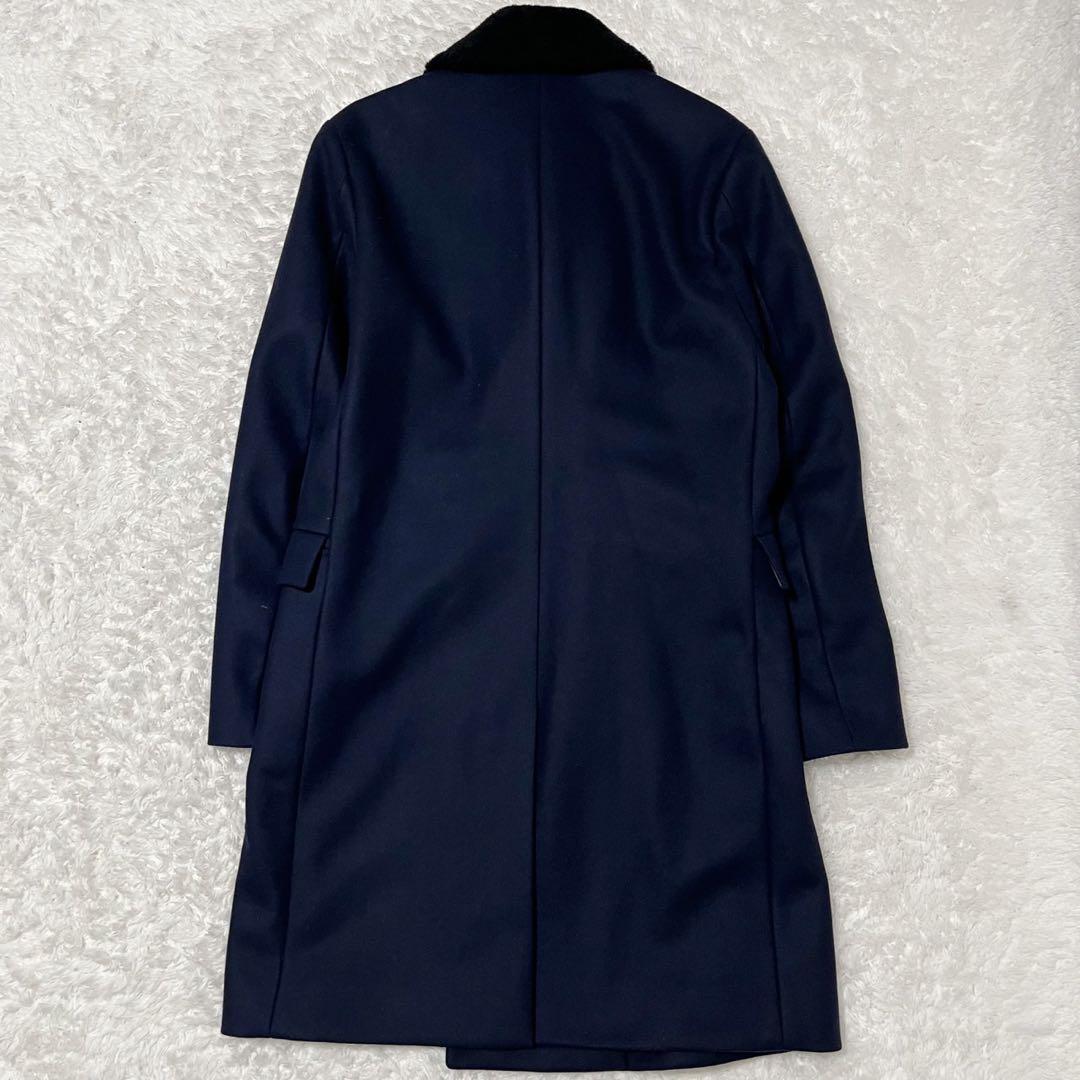 theory セオリー カシミヤ混 ダブルコート ロング マキシ丈 ネイビー