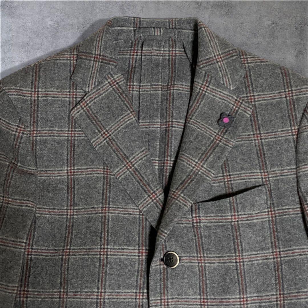 LARDINI ラルディーニ ウールテーラードジャケット チェック 46