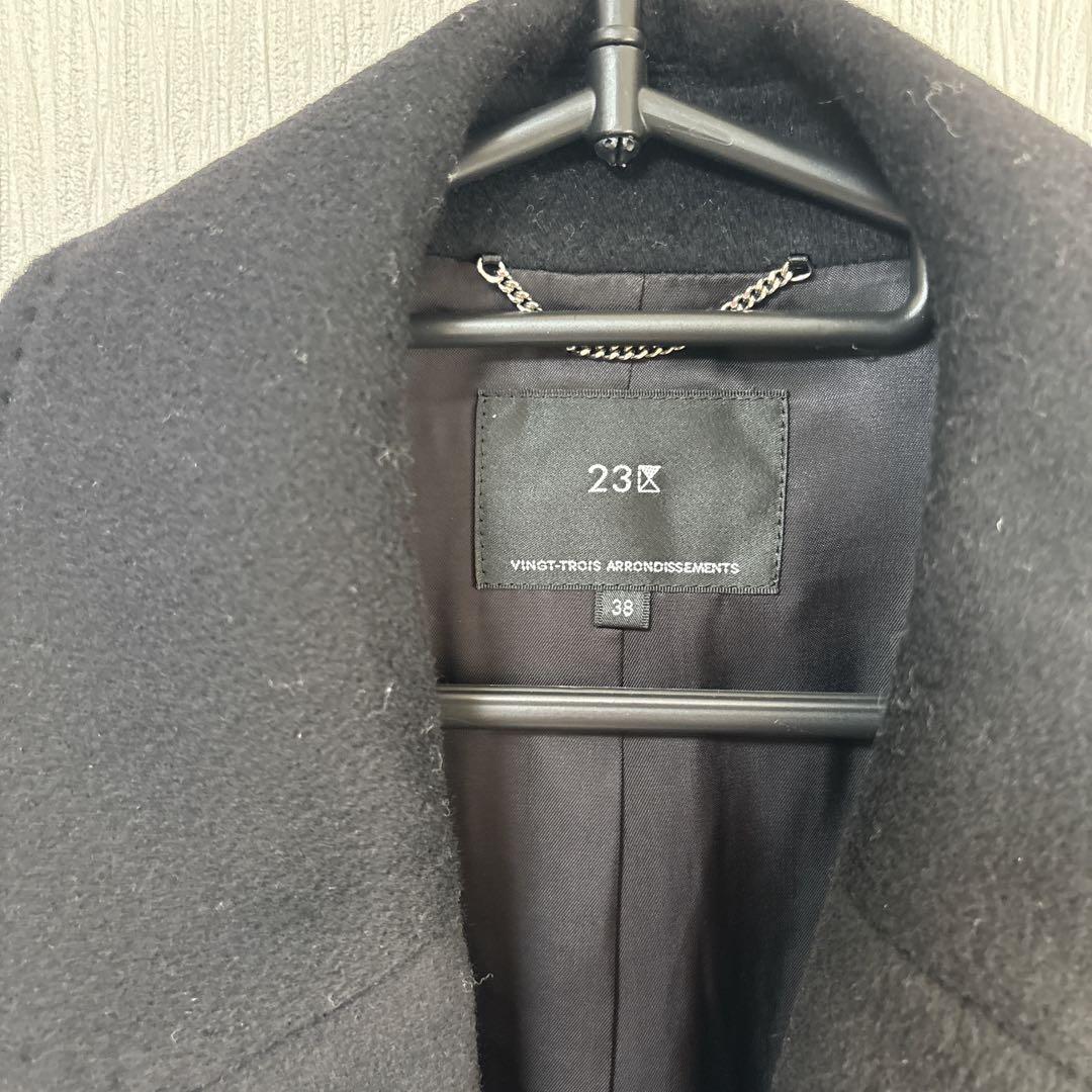 23区 ウールアンゴラビーバー チェスターコート 38 黒 オーバーサイズ