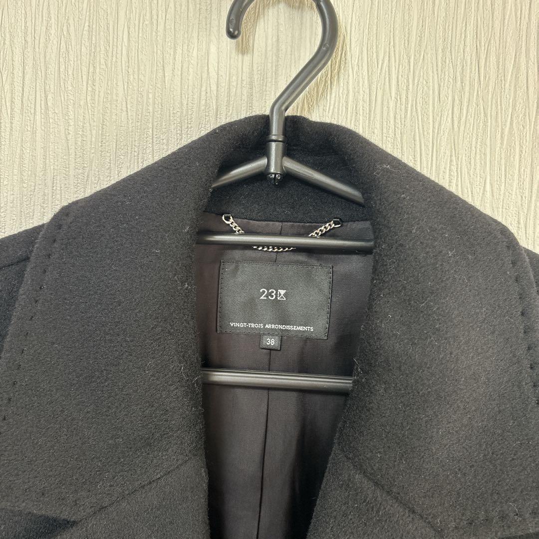 23区 ウールアンゴラビーバー チェスターコート 38 黒 オーバーサイズ