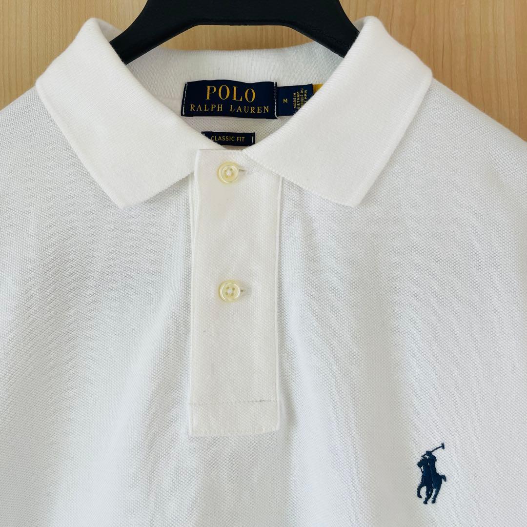 【ポロ・ラルフ・ローレン 】長袖ポロシャツ ホワイト メンズ 新品 美品 M